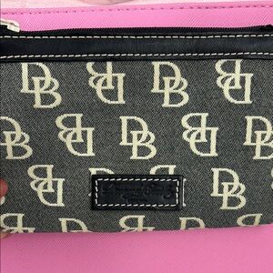 Dooney & Bourke Black and Cream Signature Wristlet